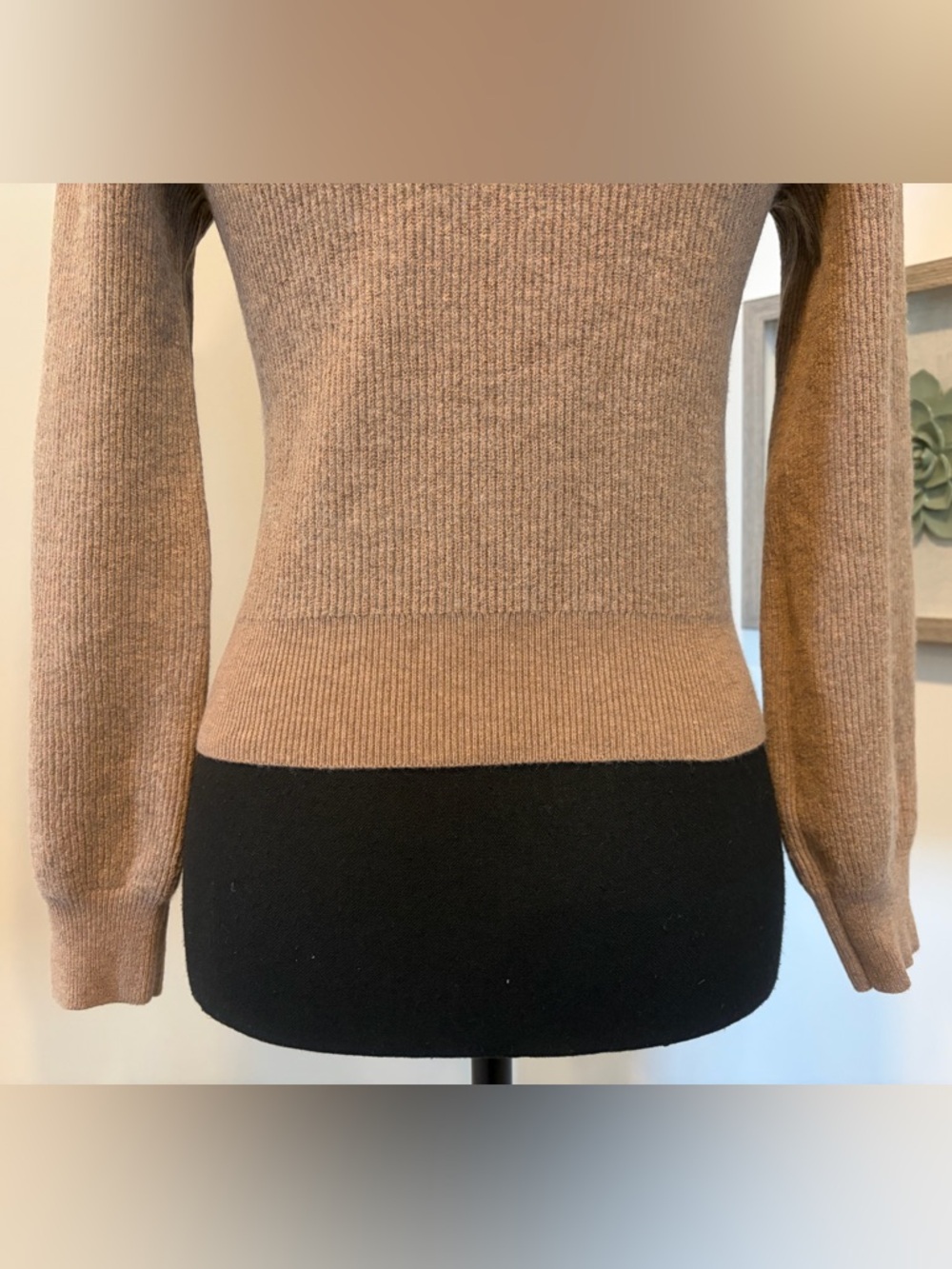 Aritzia Babaton Brown Wool/Linen Blend Ribbed Balloon Sleeve Sweater EUC - Picture 10 of 12